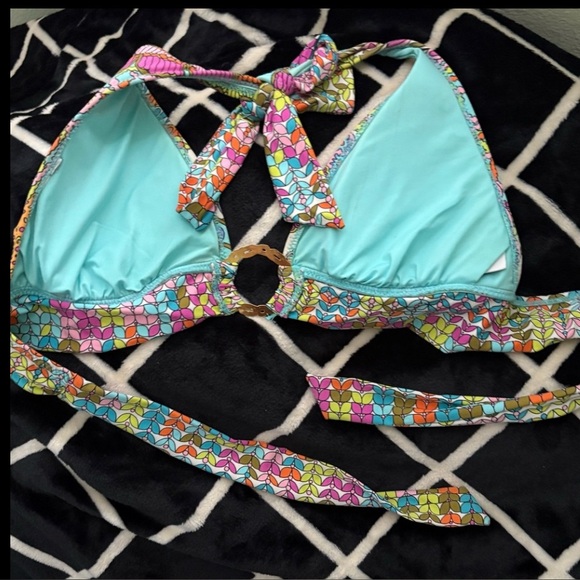 Trina Turk Coral Reef Halter Bikini Top Sz M - Picture 5 of 5